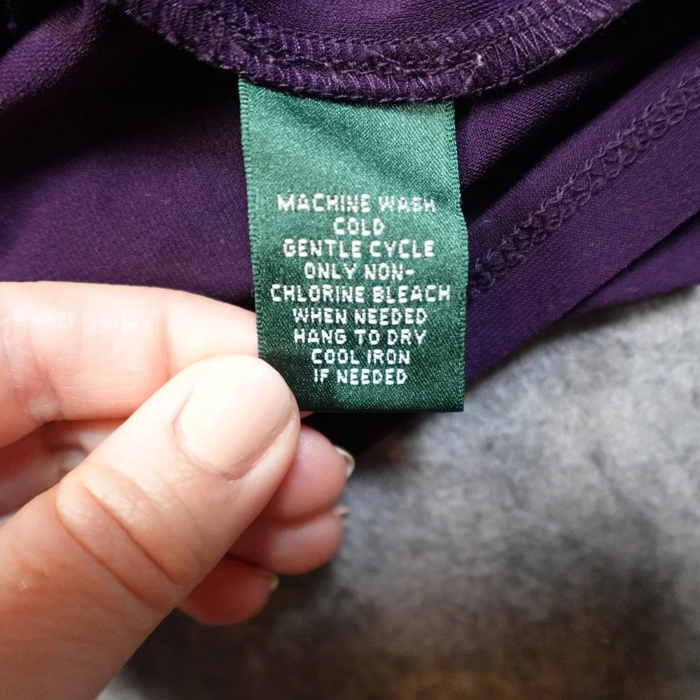 Ralph Lauren Dress Womens 18? Jersey‎ Sheath Midi Purple Ruched Surplice